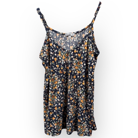 EUC White Birch Floral Sleeveless Tank Dress XS Navy/Orange Print P10 - Picture 1 of 6